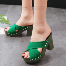 Charger l'image dans la galerie, Femmes Pu Talon Bottier Sandales Escarpins Plateforme À Bout Ouvert Chaussons Avec Autres