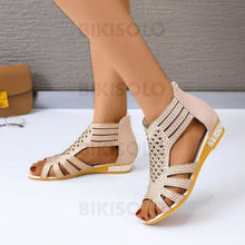 Charger l'image dans la galerie, Femmes Pu Talon Compensé Bas Sandales À Bout Ouvert Avec Ouvertes Chaussures