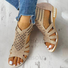 Charger l'image dans la galerie, Femmes Pu Talon Compensé Bas Sandales À Bout Ouvert Avec Ouvertes Chaussures