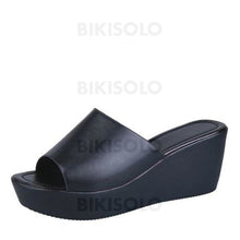 Charger l&#39;image dans la galerie, Femmes Pu Talon Compensé Sandales À Bout Ouvert Chaussons Chaussures