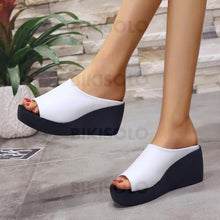 Charger l&#39;image dans la galerie, Femmes Pu Talon Compensé Sandales À Bout Ouvert Chaussons Chaussures