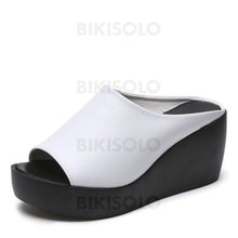 Charger l&#39;image dans la galerie, Femmes Pu Talon Compensé Sandales À Bout Ouvert Chaussons Chaussures
