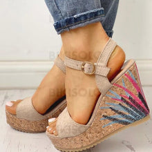 Charger l'image dans la galerie, Femmes Pu Talon Compensé Sandales Avec Boucle Chaussures