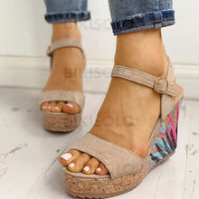 Charger l'image dans la galerie, Femmes Pu Talon Compensé Sandales Avec Boucle Chaussures