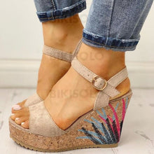 Charger l'image dans la galerie, Femmes Pu Talon Compensé Sandales Avec Boucle Chaussures