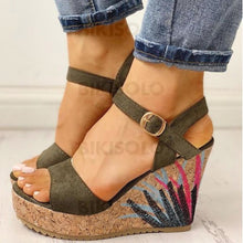Charger l'image dans la galerie, Femmes Pu Talon Compensé Sandales Avec Boucle Chaussures