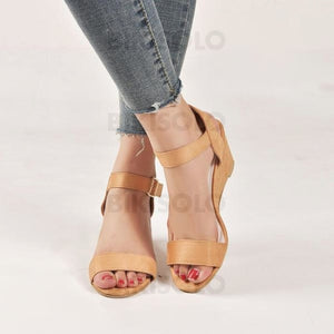 Femmes Pu Talon Compensé Sandales Avec Boucle Chaussures