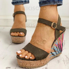 Charger l'image dans la galerie, Femmes Pu Talon Compensé Sandales Avec Boucle Chaussures