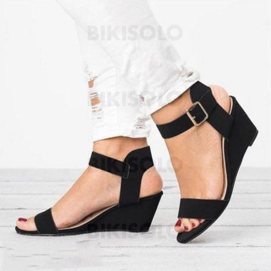 Femmes Pu Talon Compensé Sandales Avec Boucle Chaussures