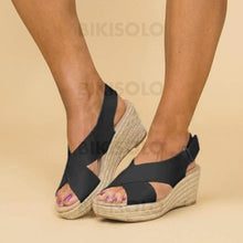 Charger l'image dans la galerie, Femmes Pu Talon Compensé Sandales Chaussures