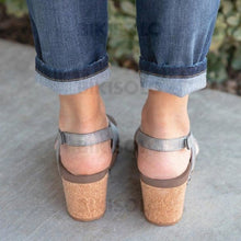 Charger l'image dans la galerie, Femmes Pu Talon Compensé Sandales Compensée À Bout Ouvert Avec Autres Chaussures