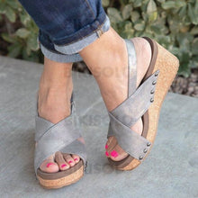 Charger l'image dans la galerie, Femmes Pu Talon Compensé Sandales Compensée À Bout Ouvert Avec Autres Chaussures