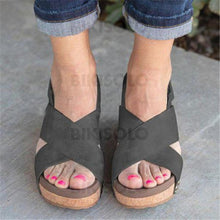 Charger l'image dans la galerie, Femmes Pu Talon Compensé Sandales Compensée À Bout Ouvert Avec Autres Chaussures