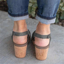 Charger l'image dans la galerie, Femmes Pu Talon Compensé Sandales Compensée À Bout Ouvert Avec Autres Chaussures