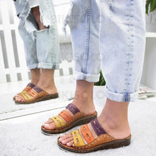 Charger l&#39;image dans la galerie, Femmes Pu Talon Compensé Sandales Compensée À Bout Ouvert Chaussons Avec Ouvertes Chaussures