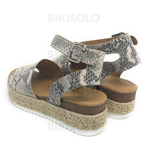 Femmes Pu Talon Compensé Sandales Compensée Avec La Copie Animale Chaussures