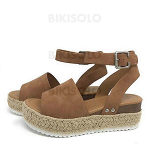 Femmes Pu Talon Compensé Sandales Compensée Avec La Copie Animale Chaussures