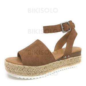 Femmes Pu Talon Compensé Sandales Compensée Avec La Copie Animale Chaussures