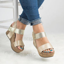 Charger l&#39;image dans la galerie, Femmes Pu Talon Compensé Sandales Compensée Avec La Copie Animale Chaussures