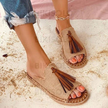 Charger l'image dans la galerie, Femmes Pu Talon Plat Chaussons Avec Tassel Chaussures