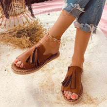 Charger l'image dans la galerie, Femmes Pu Talon Plat Chaussons Avec Tassel Chaussures