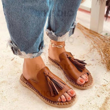Charger l'image dans la galerie, Femmes Pu Talon Plat Chaussons Avec Tassel Chaussures