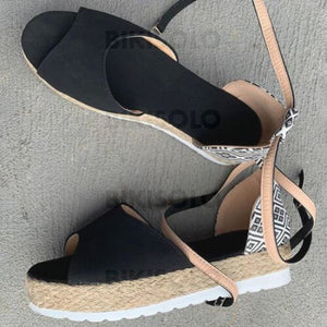 Femmes Pu Talon Plat Sandales À Bout Ouvert Avec Boucle Chaussures