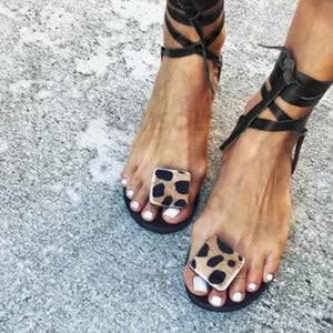 Femmes Pu Talon Plat Sandales À Bout Ouvert Avec Dentelle Chaussures