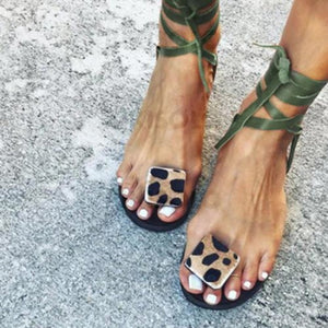 Femmes Pu Talon Plat Sandales À Bout Ouvert Avec Dentelle Chaussures