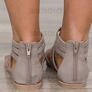 Femmes Pu Talon Plat Sandales À Bout Ouvert Avec Élastique Chaussures