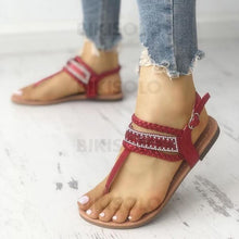 Charger l'image dans la galerie, Femmes Pu Talon Plat Sandales À Bout Ouvert Avec Strass Boucle Chaussures