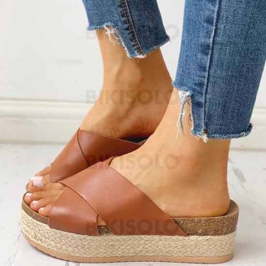 Femmes Pu Talon Plat Sandales À Bout Ouvert Chaussons Avec La Copie Animale Chaussures
