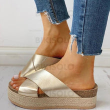 Charger l&#39;image dans la galerie, Femmes Pu Talon Plat Sandales À Bout Ouvert Chaussons Avec La Copie Animale Chaussures