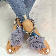 Charger l&#39;image dans la galerie, Femmes Pu Talon Plat Sandales Avec Brodé Une Fleur Chaussures