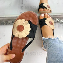 Charger l&#39;image dans la galerie, Femmes Pu Talon Plat Sandales Chaussons Avec Une Fleur Chaussures