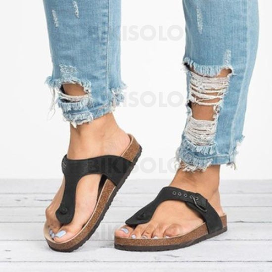 Femmes Pu Talon Plat Sandales Chaussures Plates À Bout Ouvert Avec Autres Chaussures