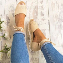 Charger l'image dans la galerie, Femmes Pu Talon Plat Sandales Compensée À Bout Ouvert Avec Dentelle Chaussures
