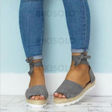 Charger l'image dans la galerie, Femmes Pu Talon Plat Sandales Compensée À Bout Ouvert Avec Dentelle Chaussures