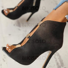 Charger l'image dans la galerie, Femmes Pu Talon Stiletto À Bout Ouvert Avec Dentelle Chaussures