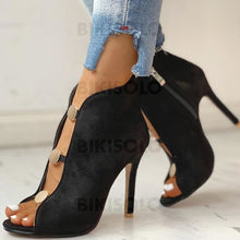 Charger l'image dans la galerie, Femmes Pu Talon Stiletto À Bout Ouvert Avec Dentelle Chaussures