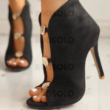 Charger l'image dans la galerie, Femmes Pu Talon Stiletto À Bout Ouvert Avec Dentelle Chaussures