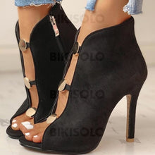 Charger l'image dans la galerie, Femmes Pu Talon Stiletto À Bout Ouvert Avec Dentelle Chaussures