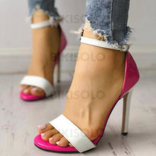 Charger l&#39;image dans la galerie, Femmes Pu Talon Stiletto Sandales À Bout Ouvert Avec Boucle Chaussures