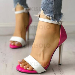 Femmes Pu Talon Stiletto Sandales À Bout Ouvert Avec Boucle Chaussures