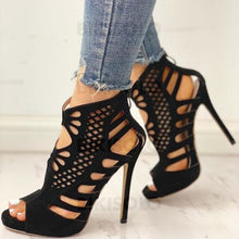 Charger l'image dans la galerie, Femmes Pu Talon Stiletto Sandales À Bout Ouvert Avec Zip Ouvertes Chaussures