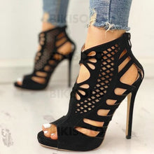 Charger l'image dans la galerie, Femmes Pu Talon Stiletto Sandales À Bout Ouvert Avec Zip Ouvertes Chaussures
