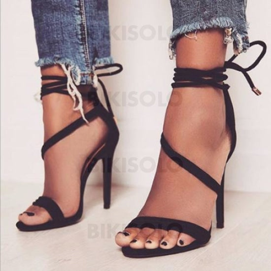 Femmes Pu Talon Stiletto Sandales Escarpins À Bout Ouvert Avec Autres Chaussures