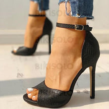 Charger l&#39;image dans la galerie, Femmes Pu Talon Stiletto Sandales Escarpins À Bout Ouvert Avec Boucle Chaussures