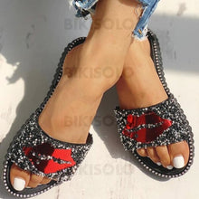 Charger l'image dans la galerie, Femmes Pvc Talon Plat Sandales À Bout Ouvert Chaussons Avec Strass Chaussures