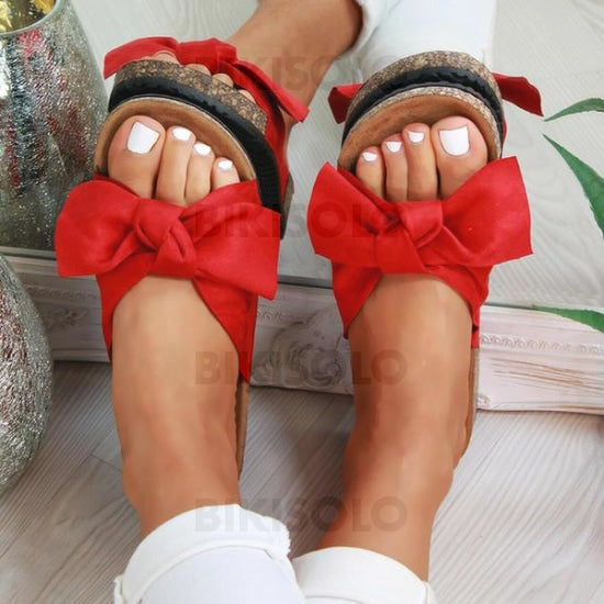 Femmes Pvc Talon Plat Sandales Chaussures Plates Avec Bowknot Chaussures